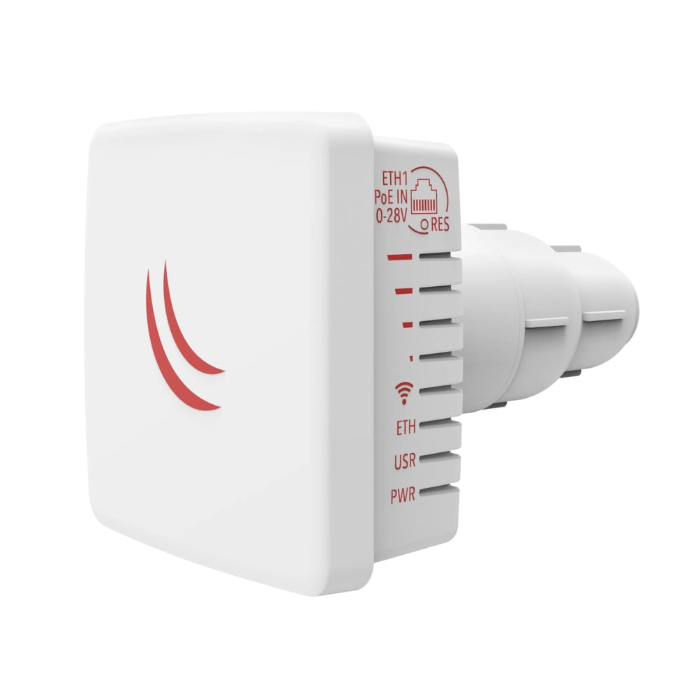 Router CPE Mikrotik LDF 5 Lite Dish Feed Sistema Inalambrico para Antenas Parabolicas Frecuencia 5GHz Ganancia 9dBi 1 Puerto Ethernet 100Mbps PoE Licencia Nivel 3 Incluye Fuente e Inyector PoE RBLDF-5nD