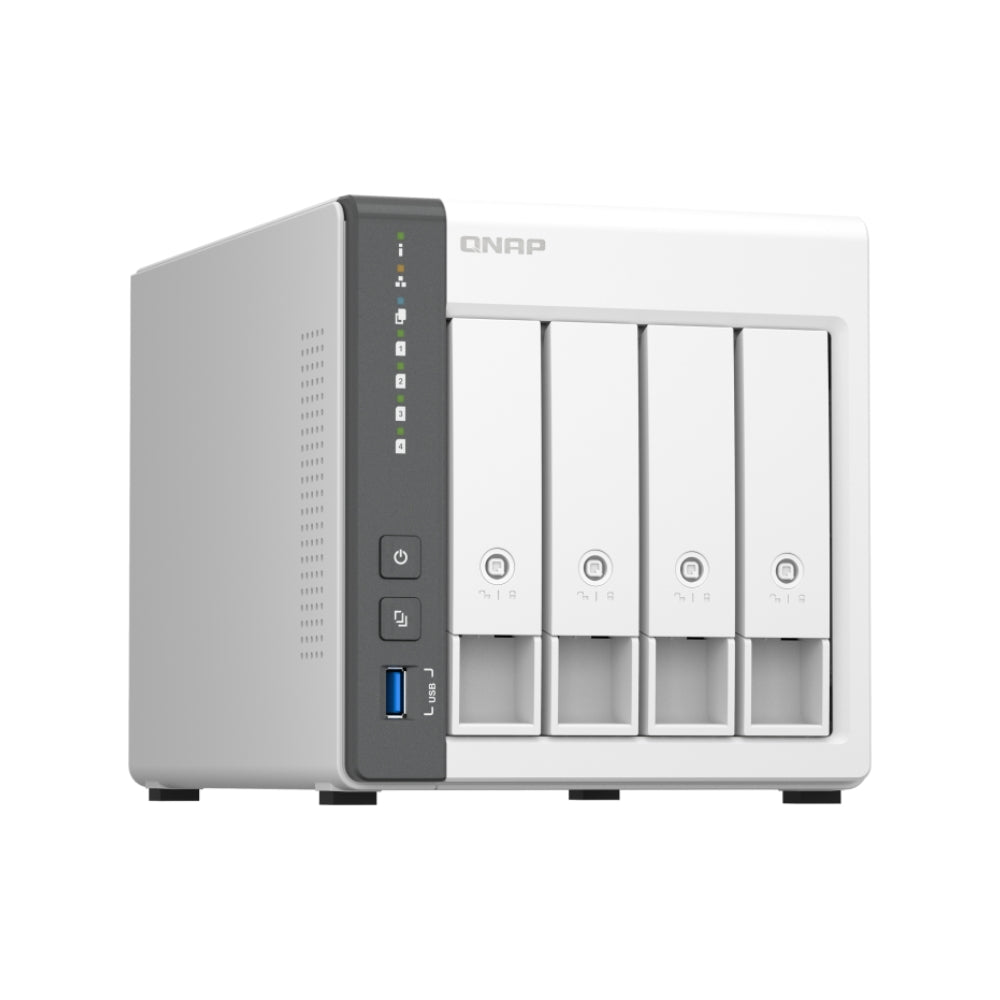 Servidor NAS Qnap de 4 Bahias Procesador ARM Cortex-A55 con 4GB RAM 1 Puerto 2.5GbE 1 Puerto GbE 3 Puertos USB TS-433-4G-US