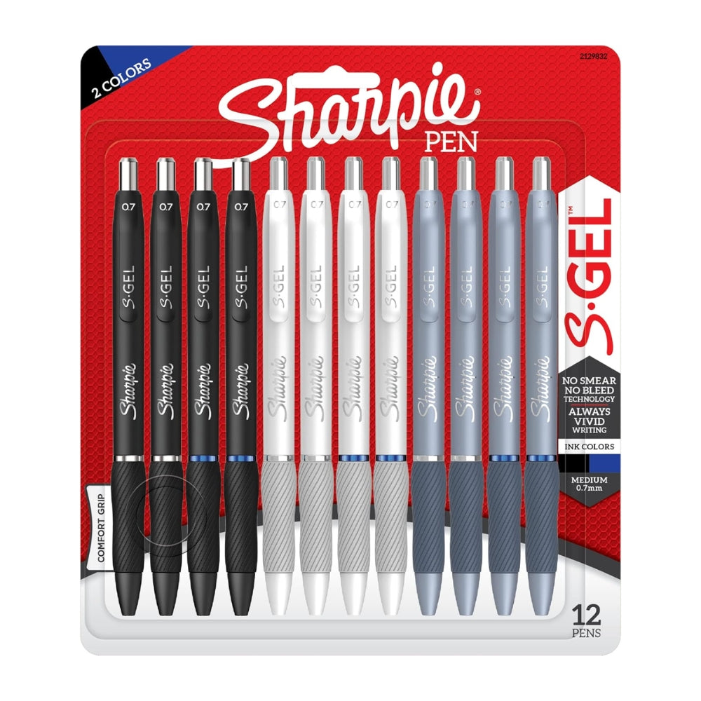 Set de 12 Boligrafos Sharpie S-Gel de Gel Retractable punta Media 0.7mm varios colores 2129832