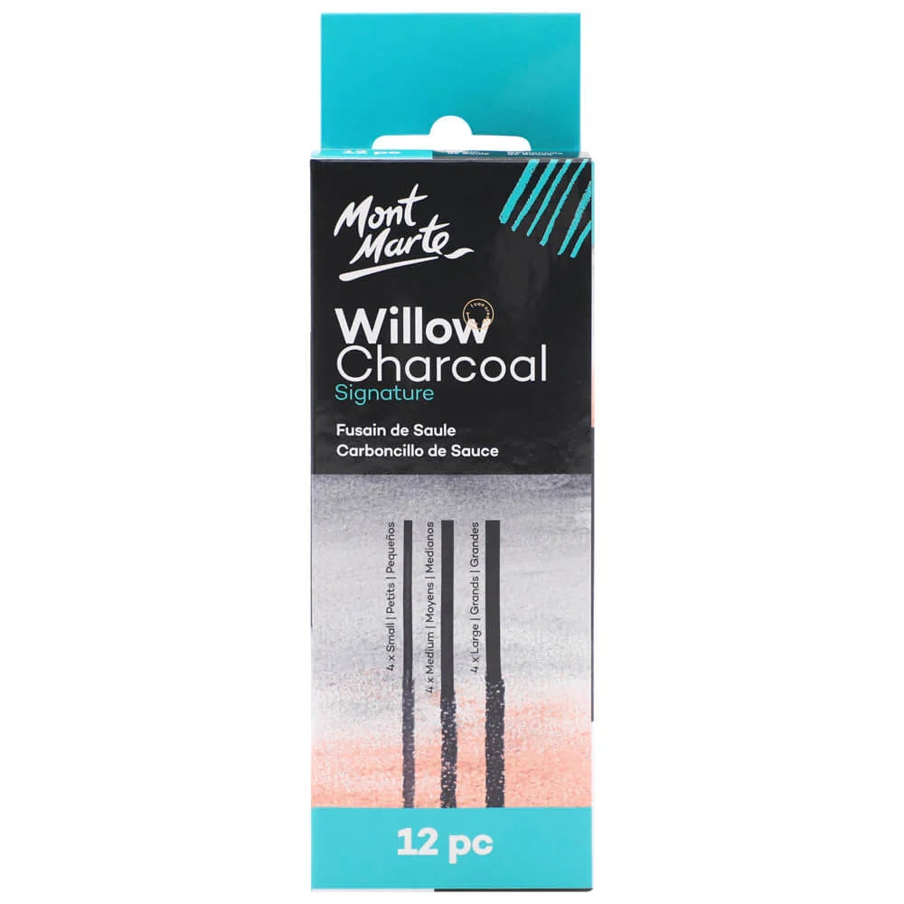 Set de 12 Carboncillo de Sauce MontMarte Signature 4 Pequeños 4 Medianos y 4 Grandes MCG0057