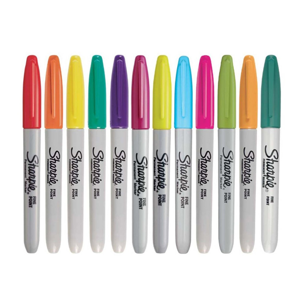 Set de 12 Marcadores Sharpie edicion Tie Dye Permanente para Mayoria de Superficies punta Fina varios colores 2174195