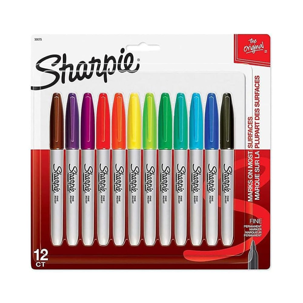 Set de 12 Marcadores Sharpie Permanente punta Fina varios colores 30072