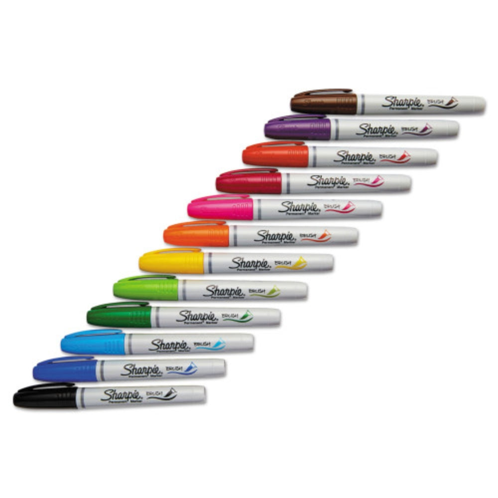 Set de 12 Marcadores Sharpie Permanente punta Pincel varios colores 1810704