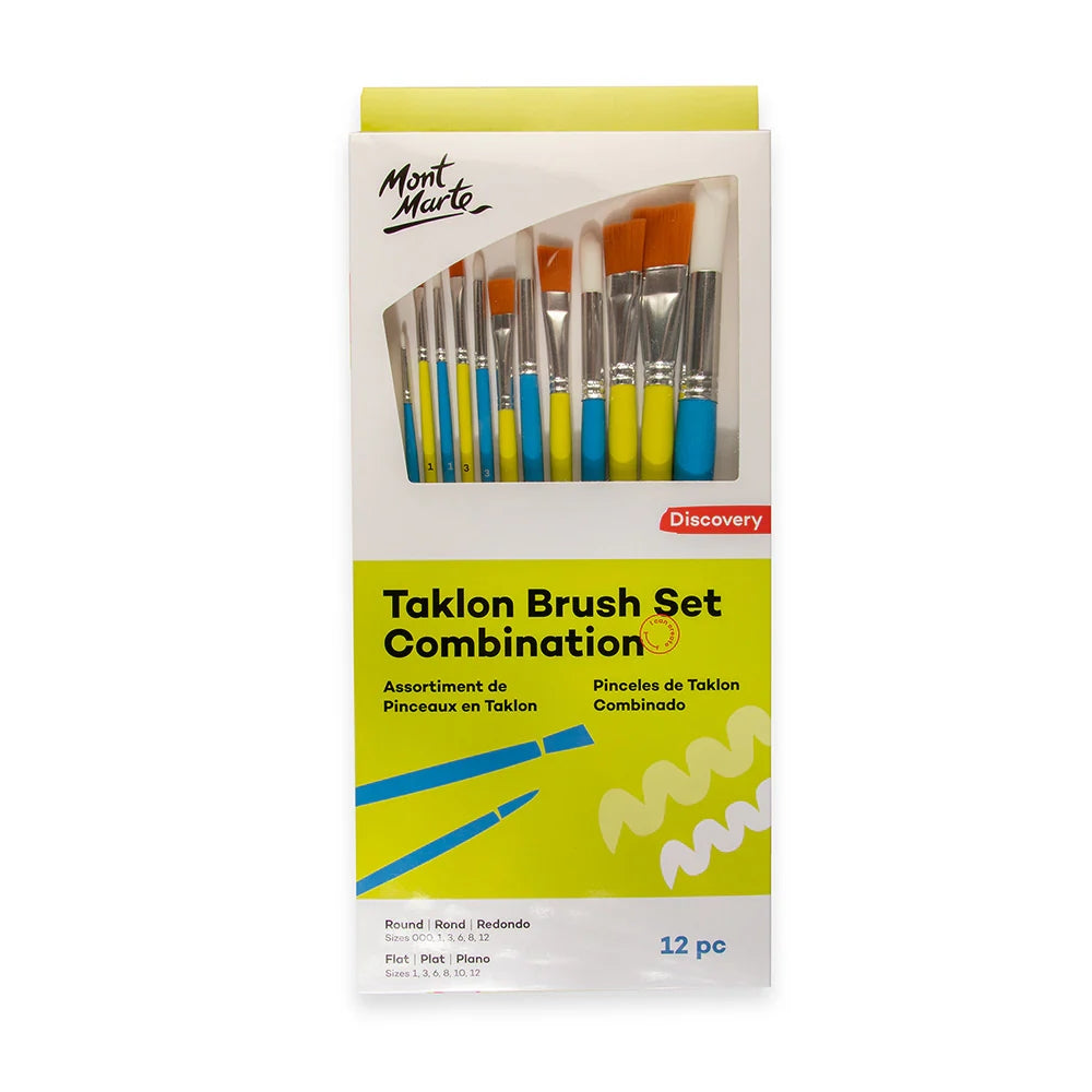 Set de 12 Pinceles MontMarte Discovery de Fibra de Taklon para Acrilico Acuarela y Otros BMHS0060