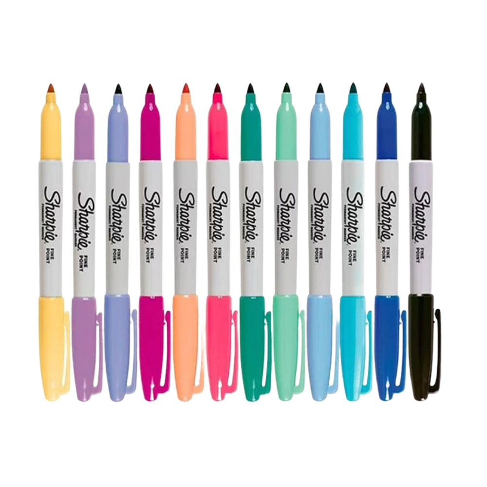 Set de 17 piezas Sharpie 12 Marcadores punta Fina colores Tropicales y 5 Tarjetas para Colorear 2102503