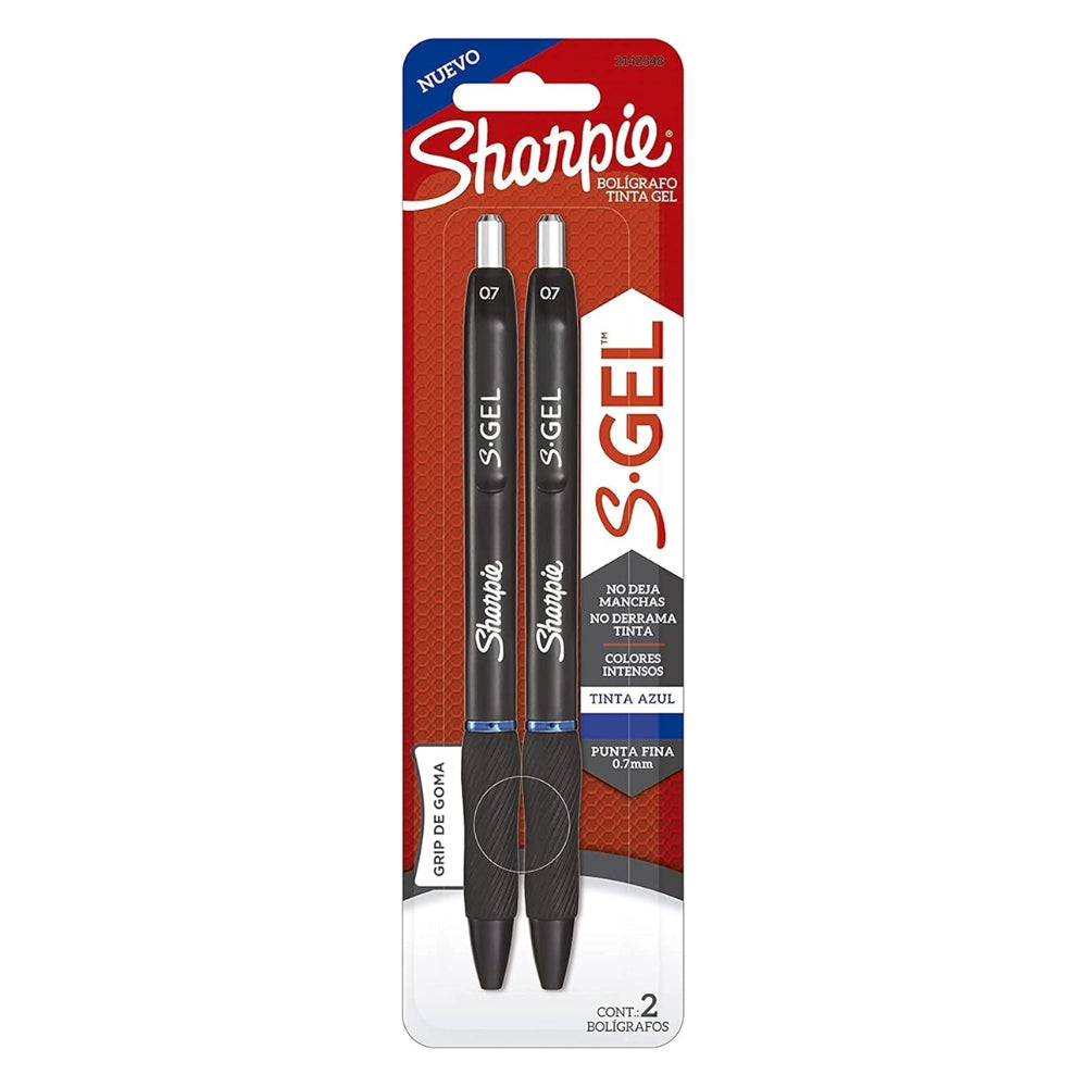 Set de 2 Boligrafos Sharpie S-Gel de Gel Retractable punta Fina 0.7mm color Azul 2142348