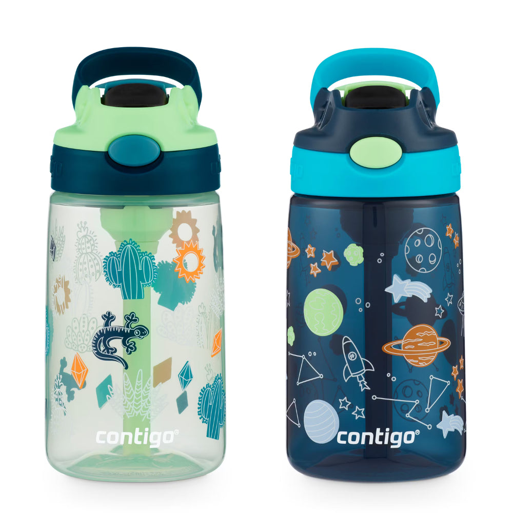 Set de 2 Botellas Contigo Kids Autospout de Plastico Libre de BPA de 14oz 414ml color Ccmbr Cacti/Blubry Cosm 2167812