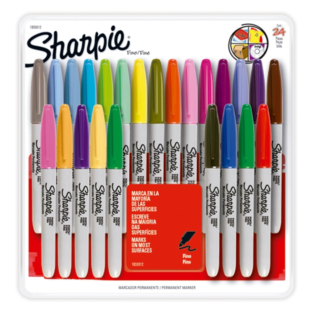 Set de 24 Marcadores Sharpie Permanente para Mayoria de Superficies punta Fina varios colores 1805612