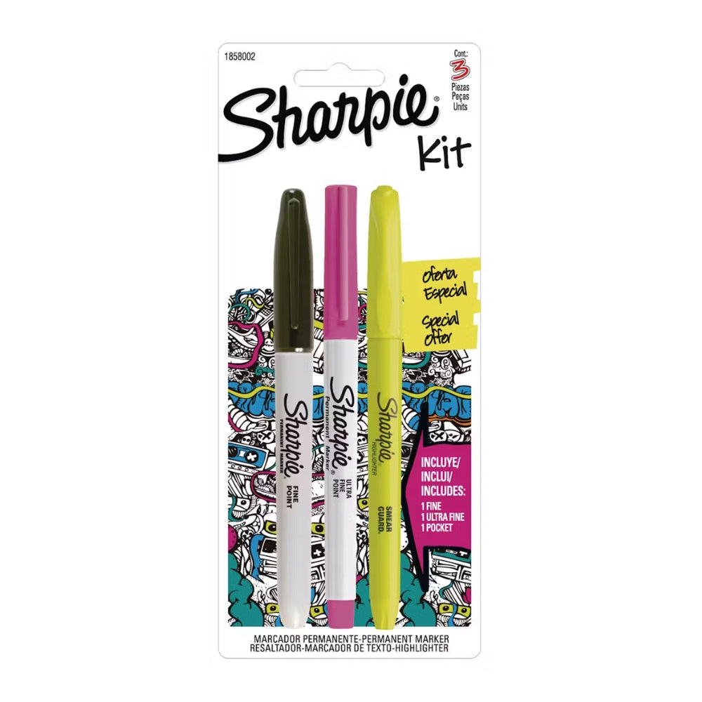 Set de 3 Marcadores Sharpie punta Fina punta Extra Fina y Resaltador 1858002