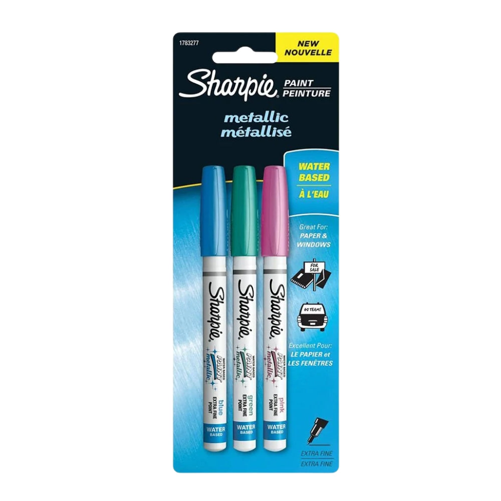 Set de 3 Marcadores Sharpie Tinta a Base de Aceite con Acabado Metalico Brillante punta Extra Fina varios colores 1783277