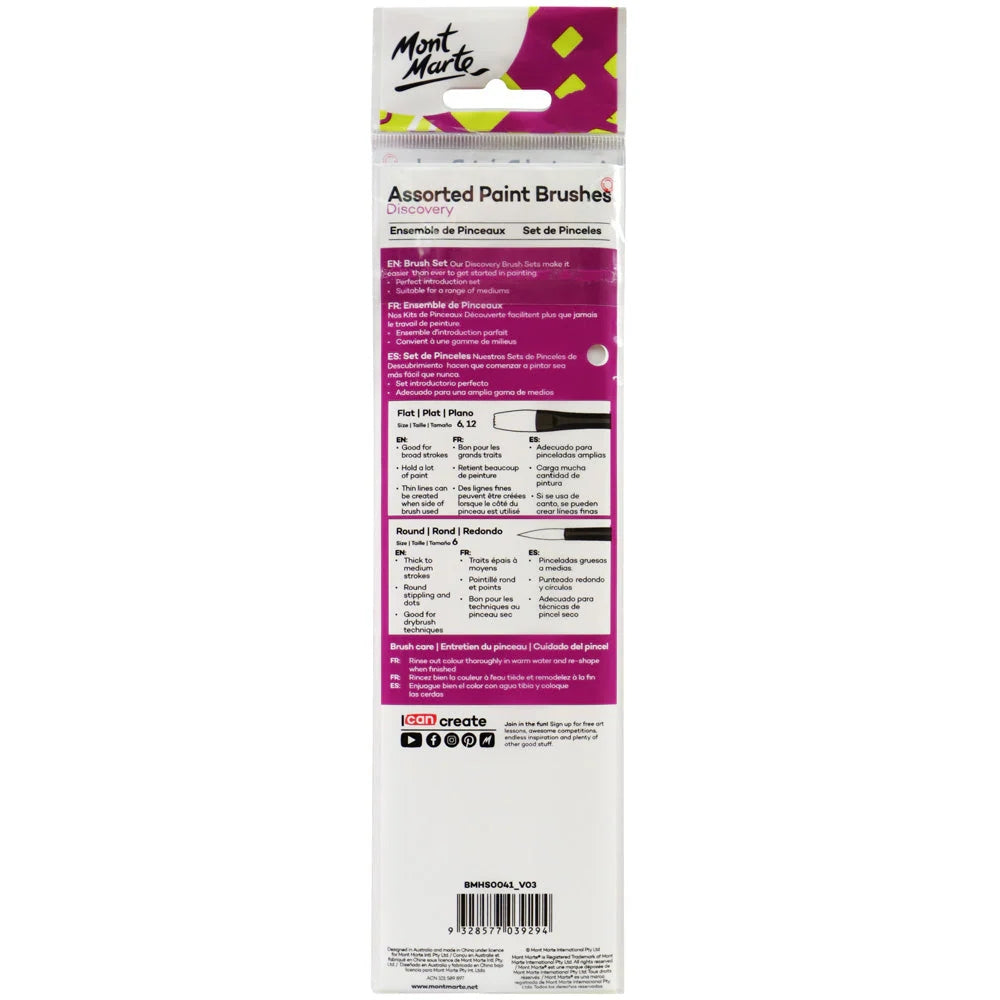 Set de 3 Pinceles MontMarte Discovery para Diferentes Tecnicas de Pintura BMHS0041