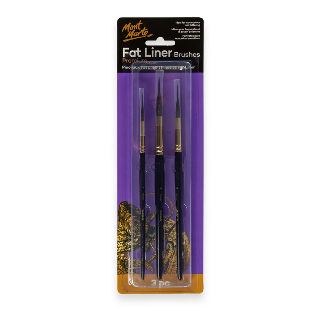 Set de 3 Pinceles MontMarte Fat Liner Premium Mop con Cerdas Taklon Squirrel Tamaños 16,10 y 6 BMHS0006