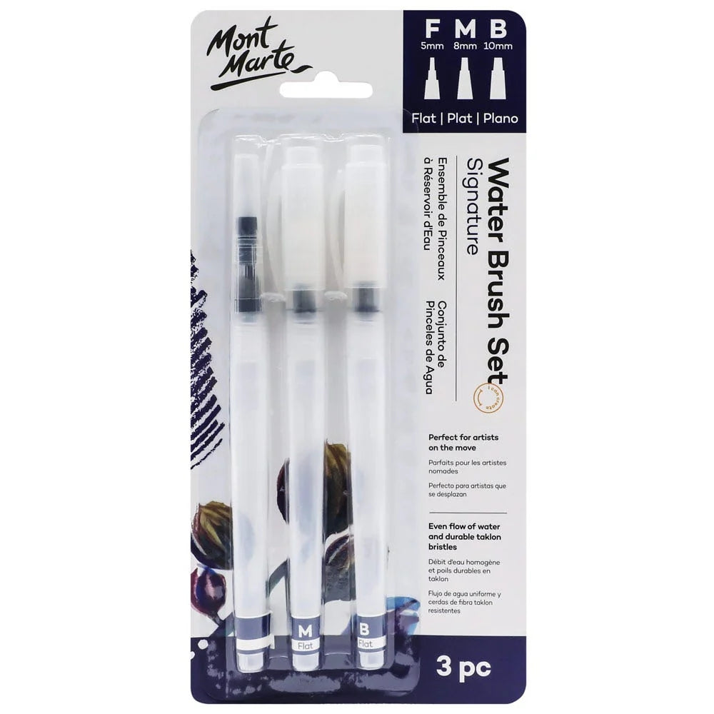 Set de 3 Pinceles MontMarte Signature Punta Ancho Fino y Medio para Acuarela o Tecnica de Pintura Liquida BMHS0045