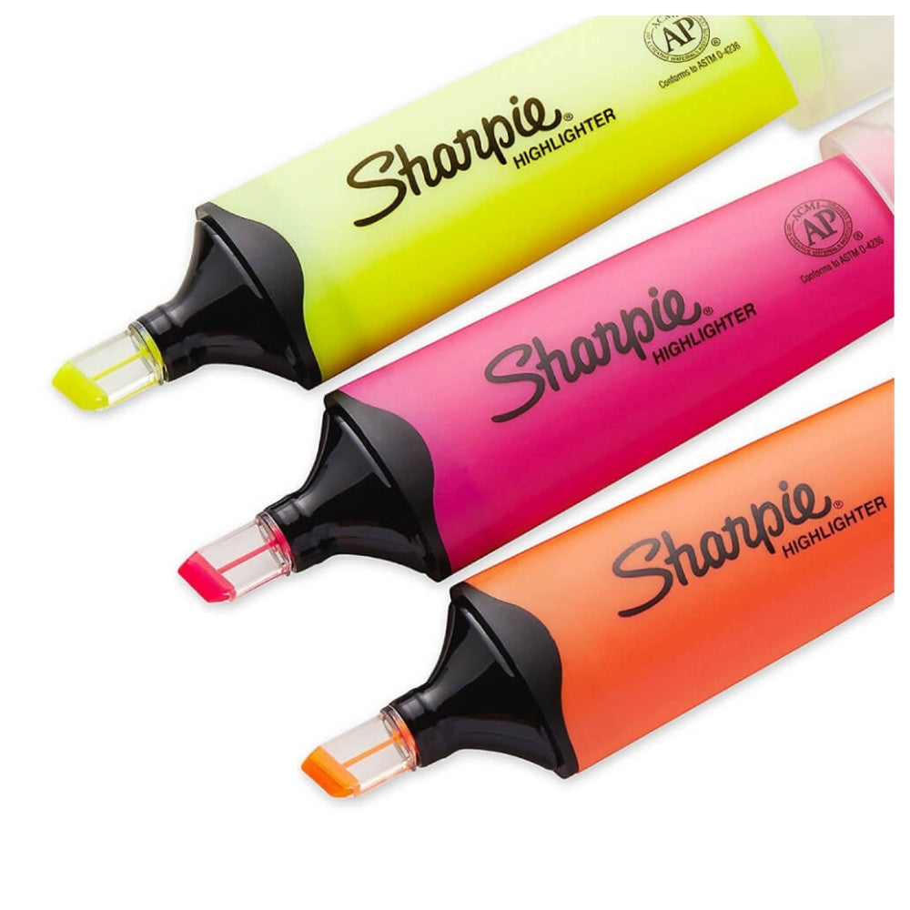 Set de 3 Resaltadores Sharpie con punta Biselada Chisel varios colores y 1 Boligrafo Uni-Ball Gel 1937057