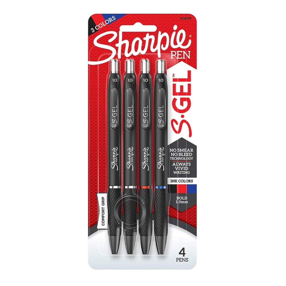 Set de 4 Boligrafos Sharpie S-Gel de Gel Retractable punta Gruesa 1.0mm varios colores 2116198
