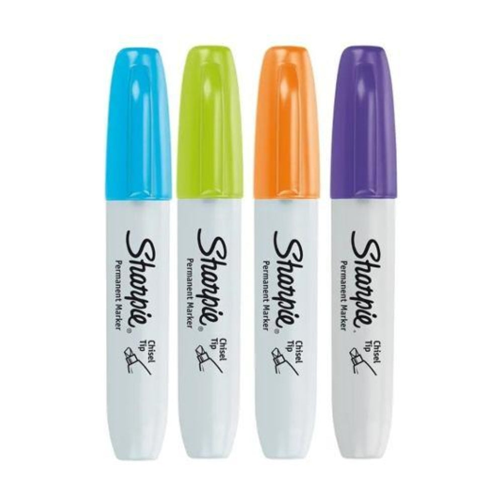 Set de 4 Marcadores Sharpie Permanente para Mayoria de Superficies punta Chisel varios colores 1939491