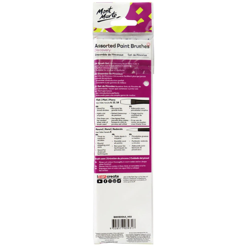 Set de 4 Pinceles MontMarte Discovery para Diferentes Tecnicas de Pintura BMHS0043