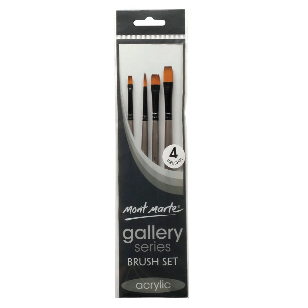 Set de 4 Pinceles MontMarte Gallery Fibra de Taklon para Acrilico BMHS0011