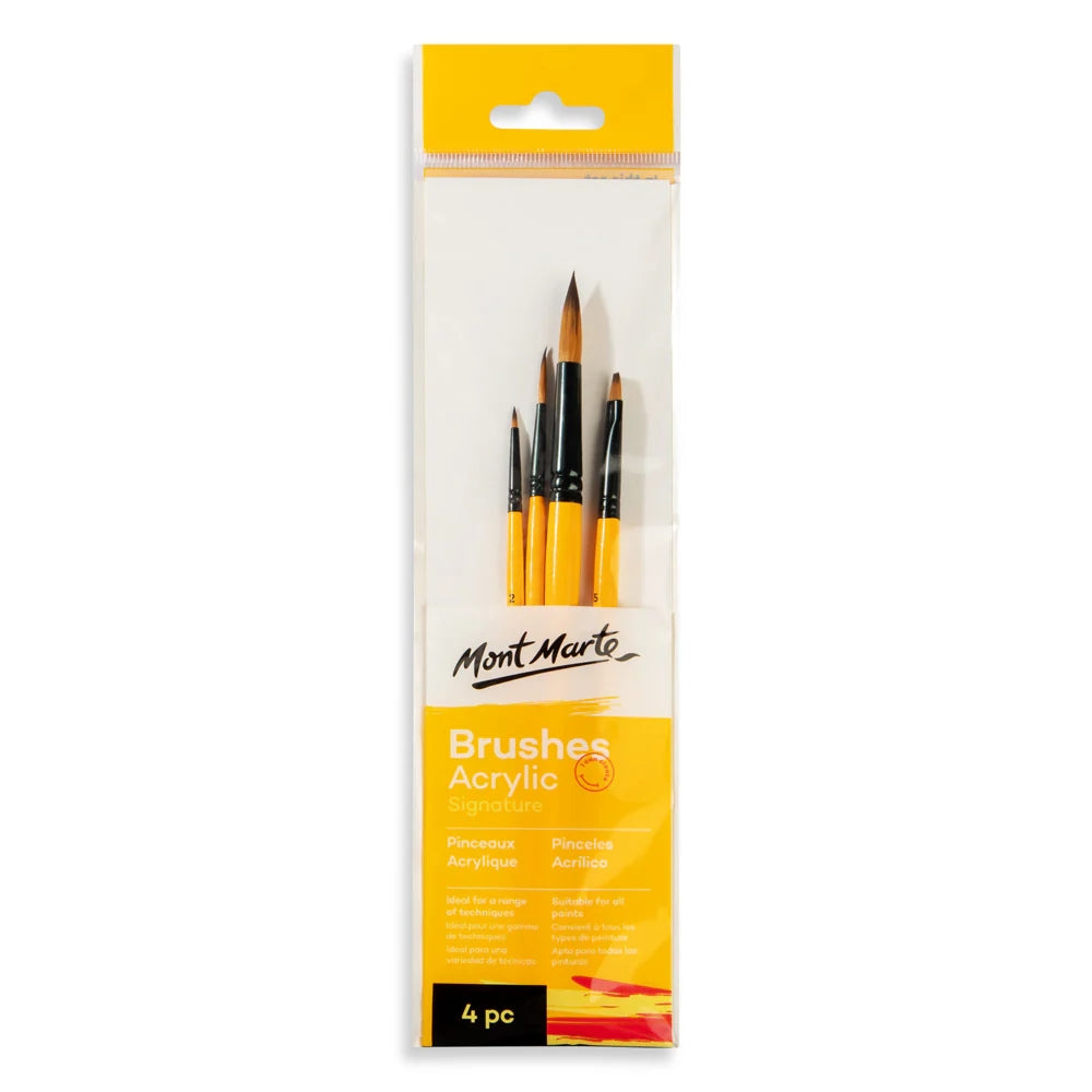 Set de 4 Pinceles MontMarte Signature de Fibra de Taklon para Acrilico BMHS0009