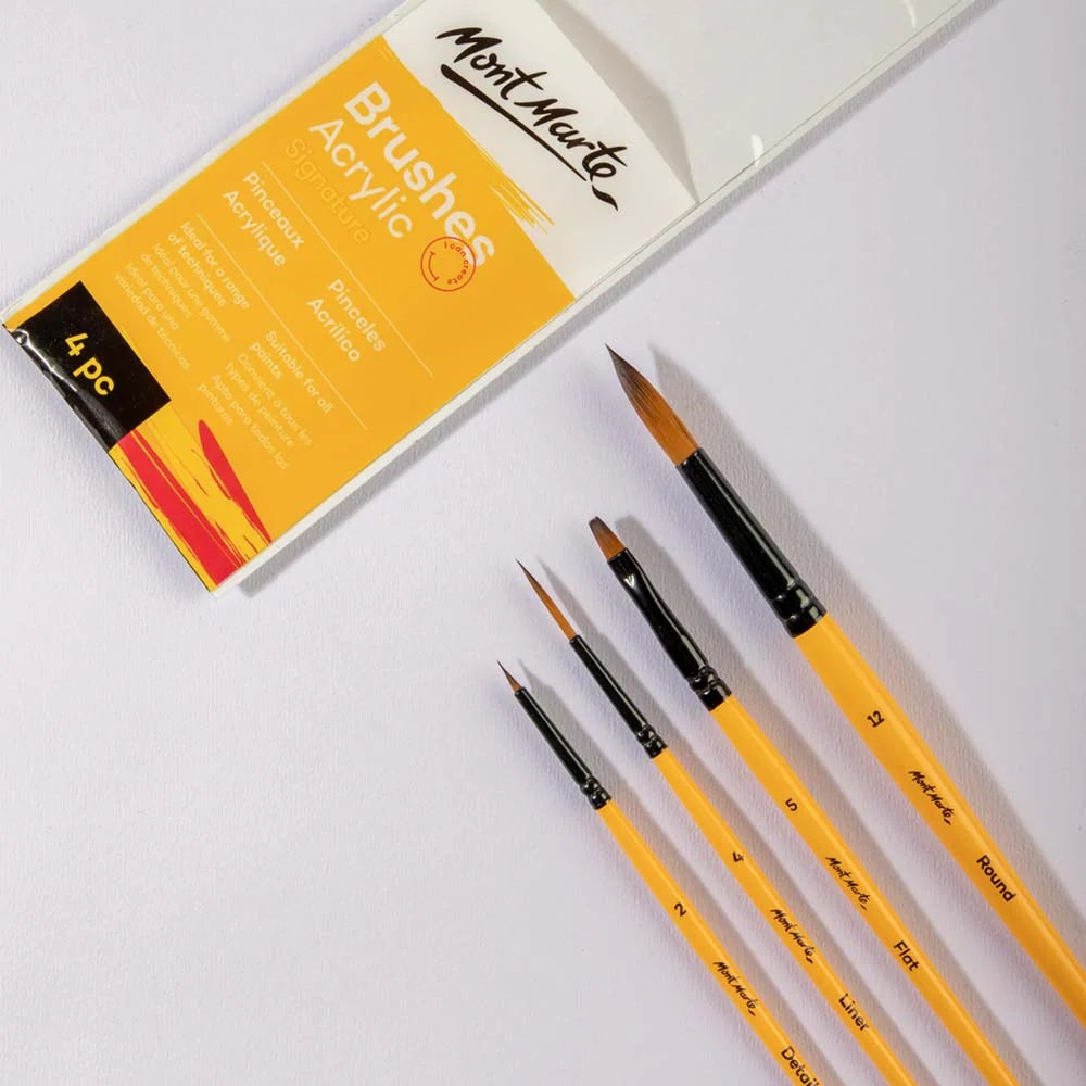 Set de 4 Pinceles MontMarte Signature de Fibra de Taklon para Acrilico BMHS0009