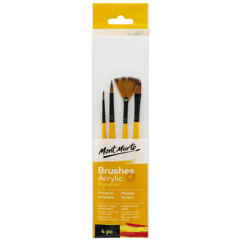 Set de 4 Pinceles MontMarte Signature de Fibra de Taklon para Acrilico BMHS0010