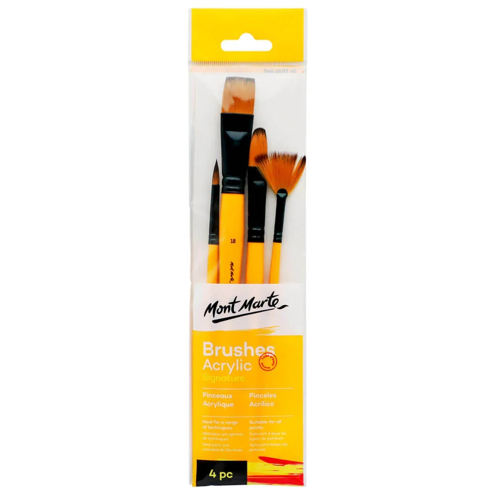 Set de 4 Pinceles MontMarte Signature de Fibra de Taklon para Acrilico BMHS0012