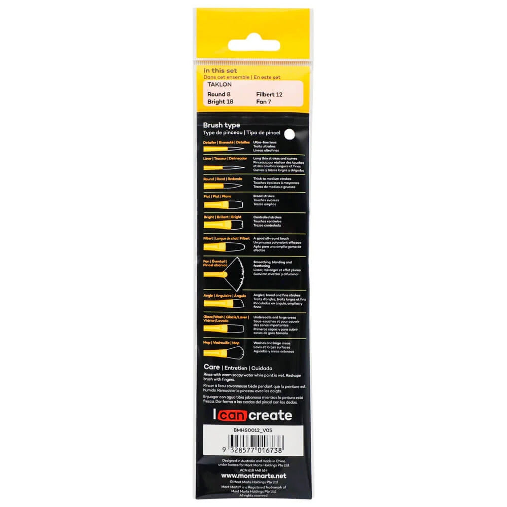 Set de 4 Pinceles MontMarte Signature de Fibra de Taklon para Acrilico BMHS0012
