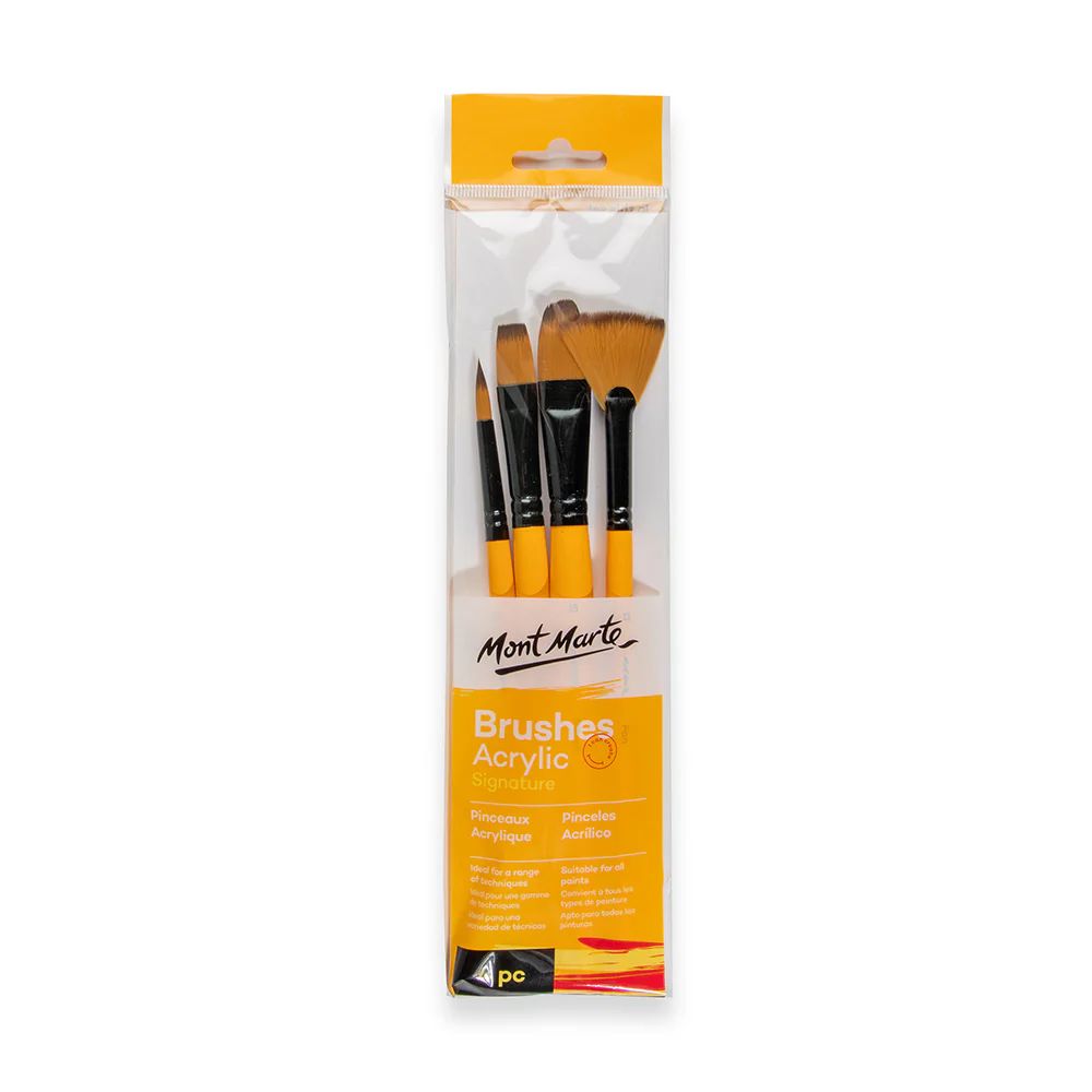 Set de 4 Pinceles MontMarte Signature de Fibra de Taklon para Acrilico BMHS0013