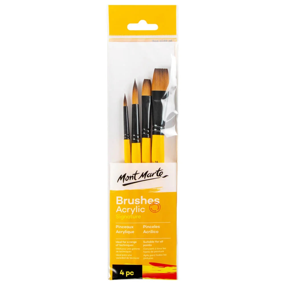 Set de 4 Pinceles MontMarte Signature de Fibra de Taklon para Acrilico BMHS0014