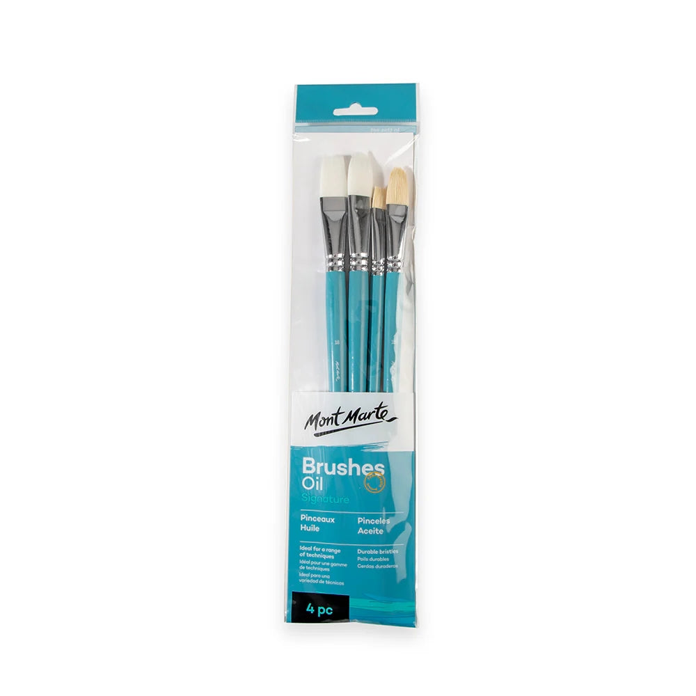 Set de 4 Pinceles MontMarte Signature de Fibra de Taklon y Pelo de Cerdo para Oleo BMHS0022