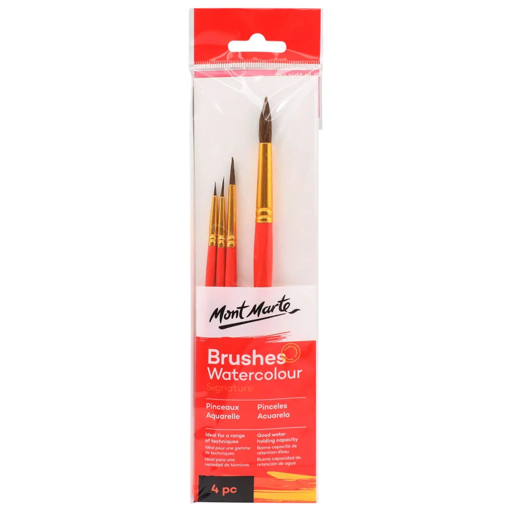 Set de 4 Pinceles MontMarte Watercolour de Cabello de Pony para Acuarela BMHS0029