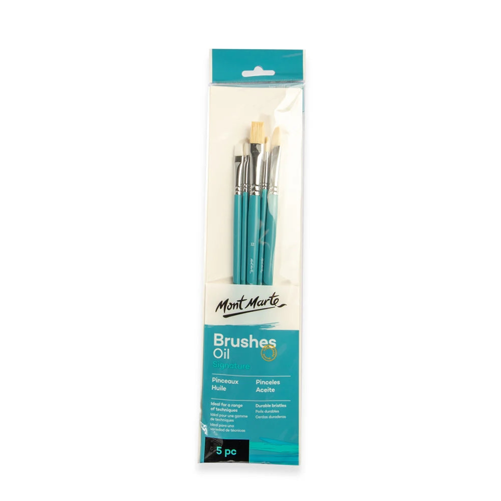 Set de 5 Pinceles MontMarte Signature de Fibra de Taklon y Pelo de Cerdo para Oleo BMHS0020