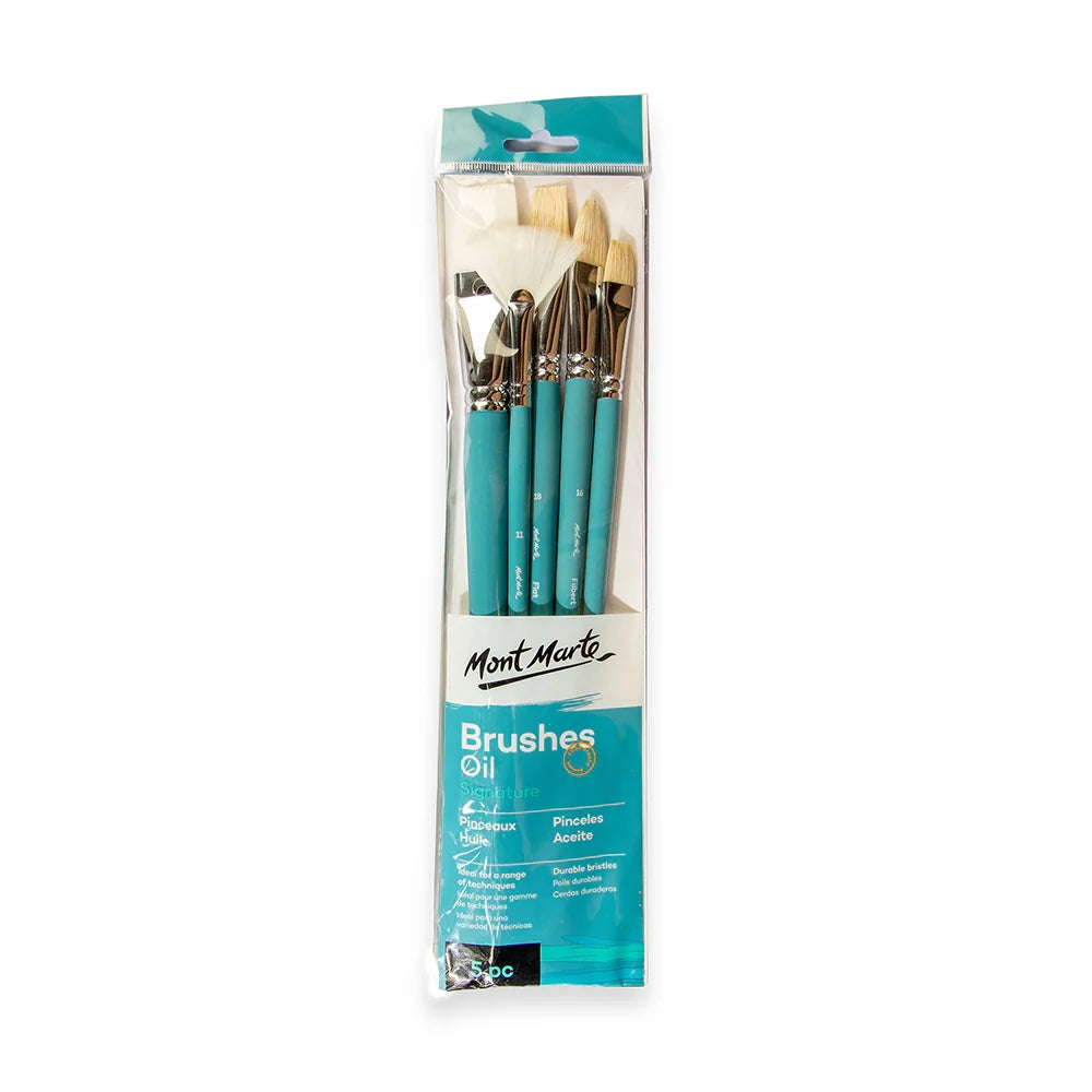 Set de 5 Pinceles MontMarte Signature de Fibra de Taklon y Pelo de Cerdo para Oleo BMHS0025