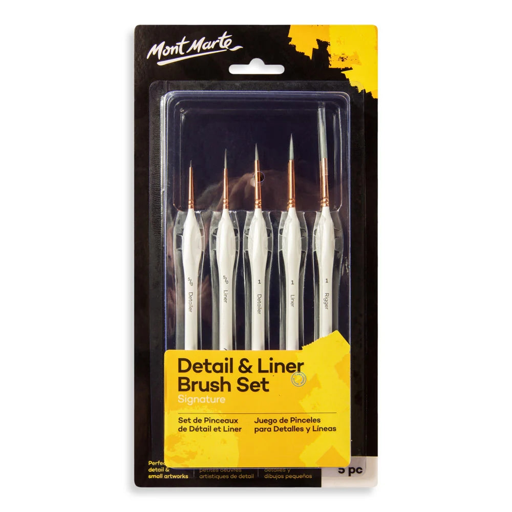 Set de 5 Pinceles MontMarte Signature para Detalles y Lineas en Acrilico Acuarela y Gouache BMHS0034