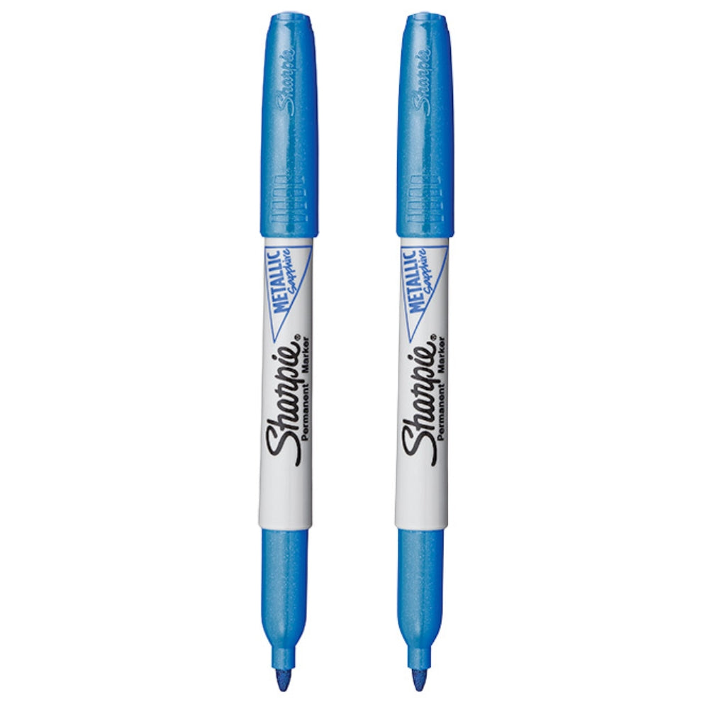 Set de 6 Marcadores Sharpie Permanente Ideal para Superficies Oscuras punta Fina color Azul Metalizado 2046935