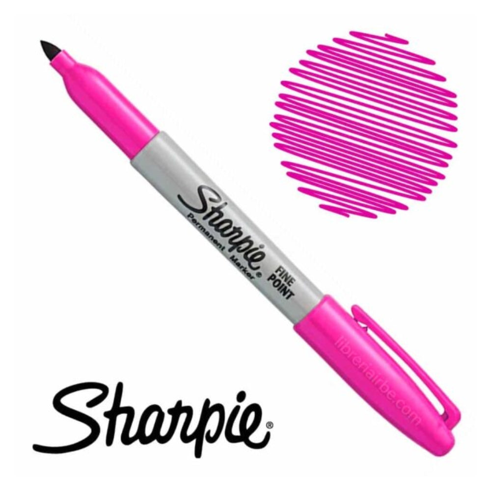 Set de 6 Marcadores Sharpie Permanente para Mayoria de Superficies punta Fina Piezas color Magenta 1789437