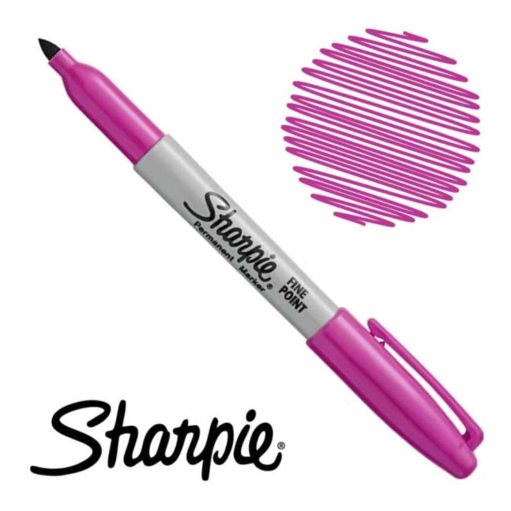 Set de 6 Marcadores Sharpie Permanente punta Fina color Rosa Potente 1995570