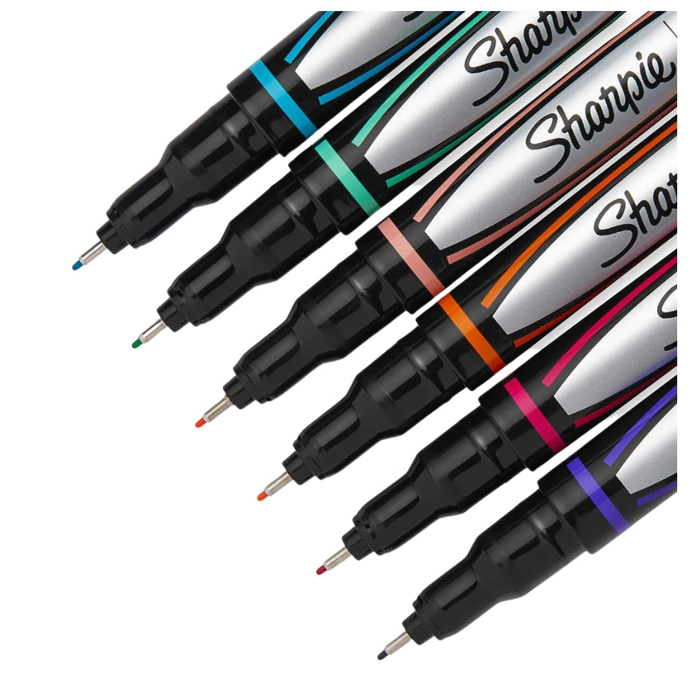 Set de 6 Micropen Sharpie punta Fina 0.8mm no Traspasa el Papel varios colores 1802225
