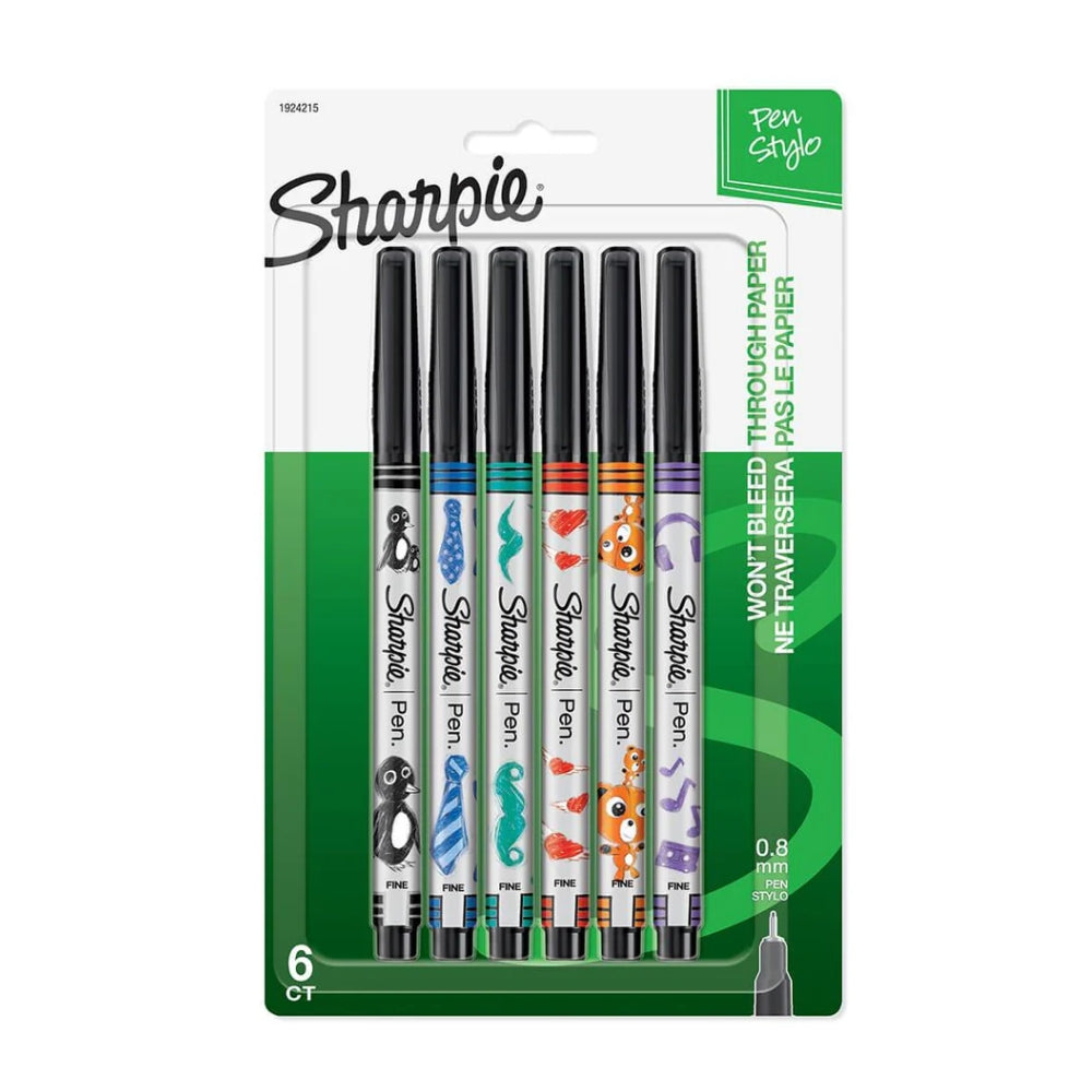 Set de 6 Micropen Sharpie punta Fina 0.8mm no Traspasa el Papel varios colores 1924215