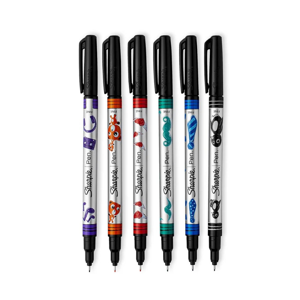 Set de 6 Micropen Sharpie punta Fina 0.8mm no Traspasa el Papel varios colores 1924215