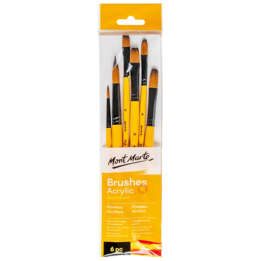 Set de 6 Pinceles MontMarte Signature de Fibra de Taklon para Acrilico BMHS0017