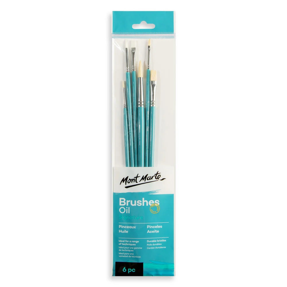 Set de 6 Pinceles MontMarte Signature de Fibra de Taklon y Pelo de Cerdo para Oleo BMHS0019