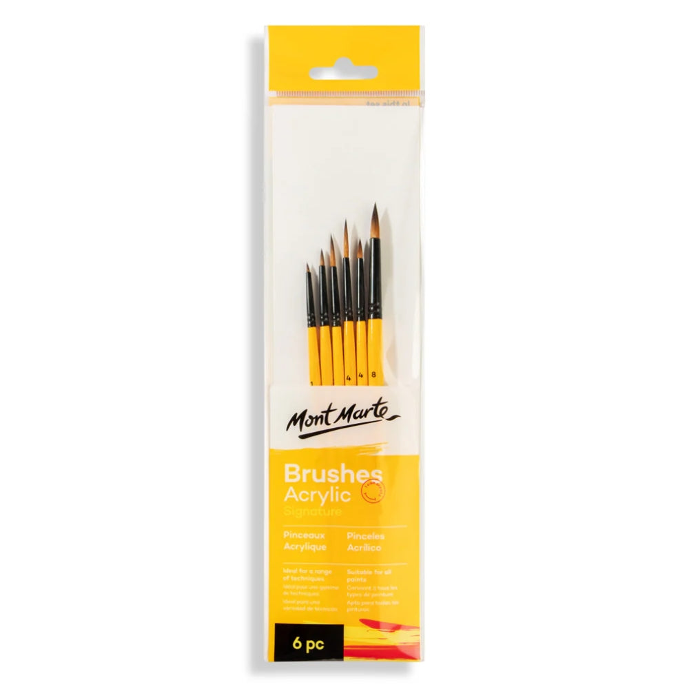 Set de 6 Pinceles MontMarte Signature Fibra de Taklon para Acrilico BMHS0008