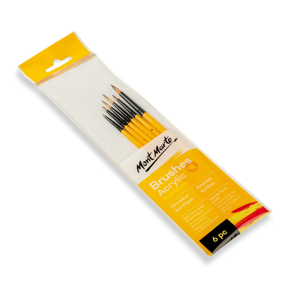 Set de 6 Pinceles MontMarte Signature Fibra de Taklon para Acrilico BMHS0008