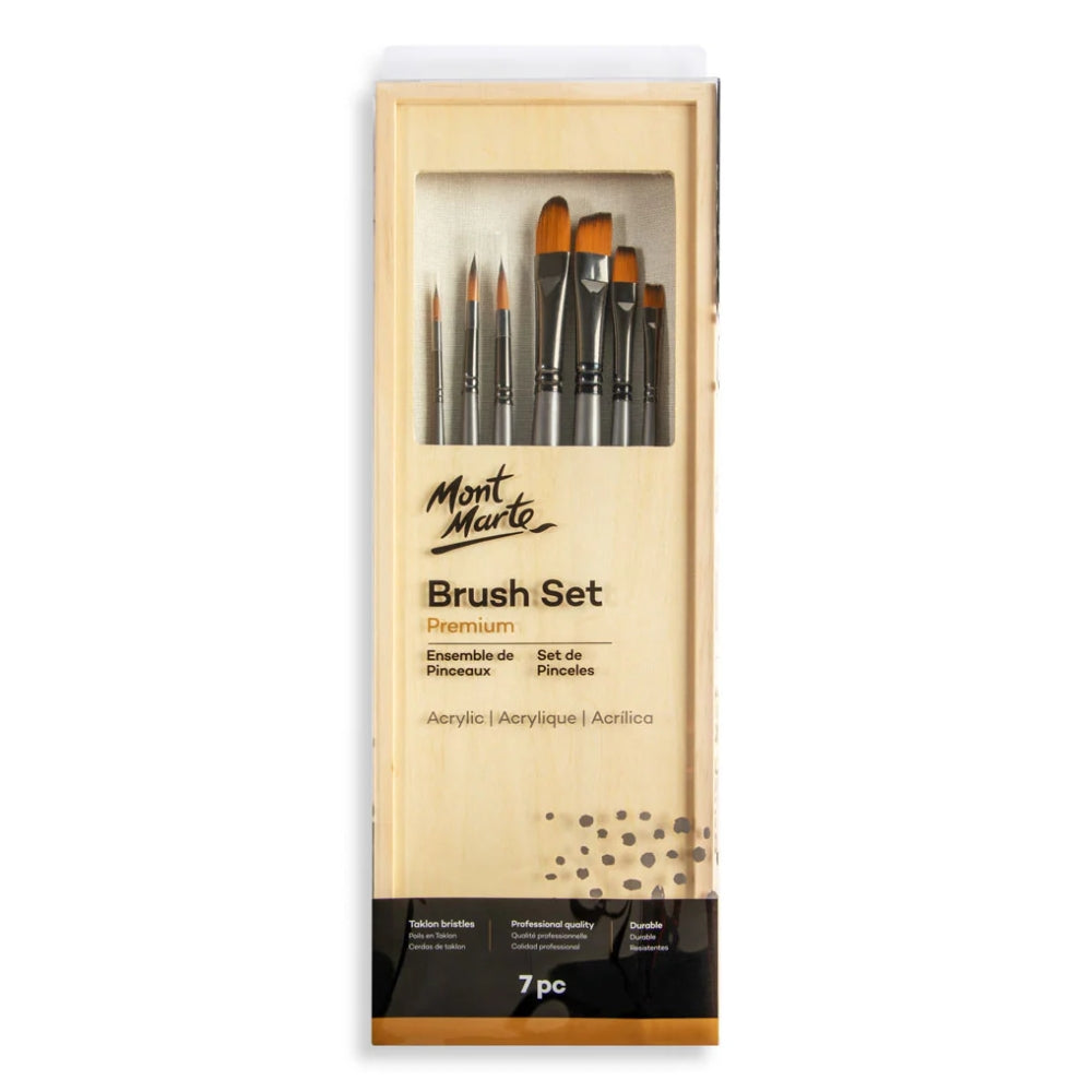 Set de 7 Pinceles MontMarte Premium de Fibra de Taklon para Acrilico BMHS0001