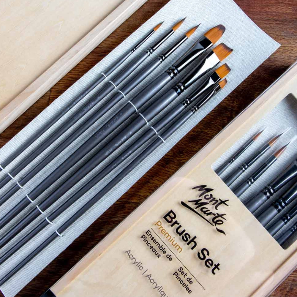 Set de 7 Pinceles MontMarte Premium de Fibra de Taklon para Acrilico BMHS0001