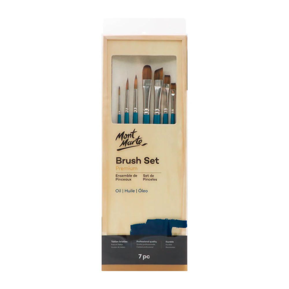 Set de 7 Pinceles MontMarte Premium Sintetico tipo Taklon para Pintura al Oleo BMHS0004