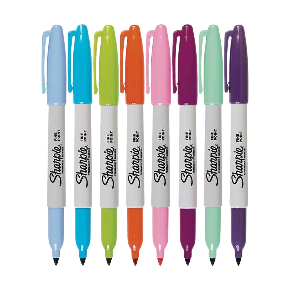 Set de 8 Marcadores Sharpie Permanente para Mayoria de Superficies punta Fina y Extra Fina varios colores 1812776