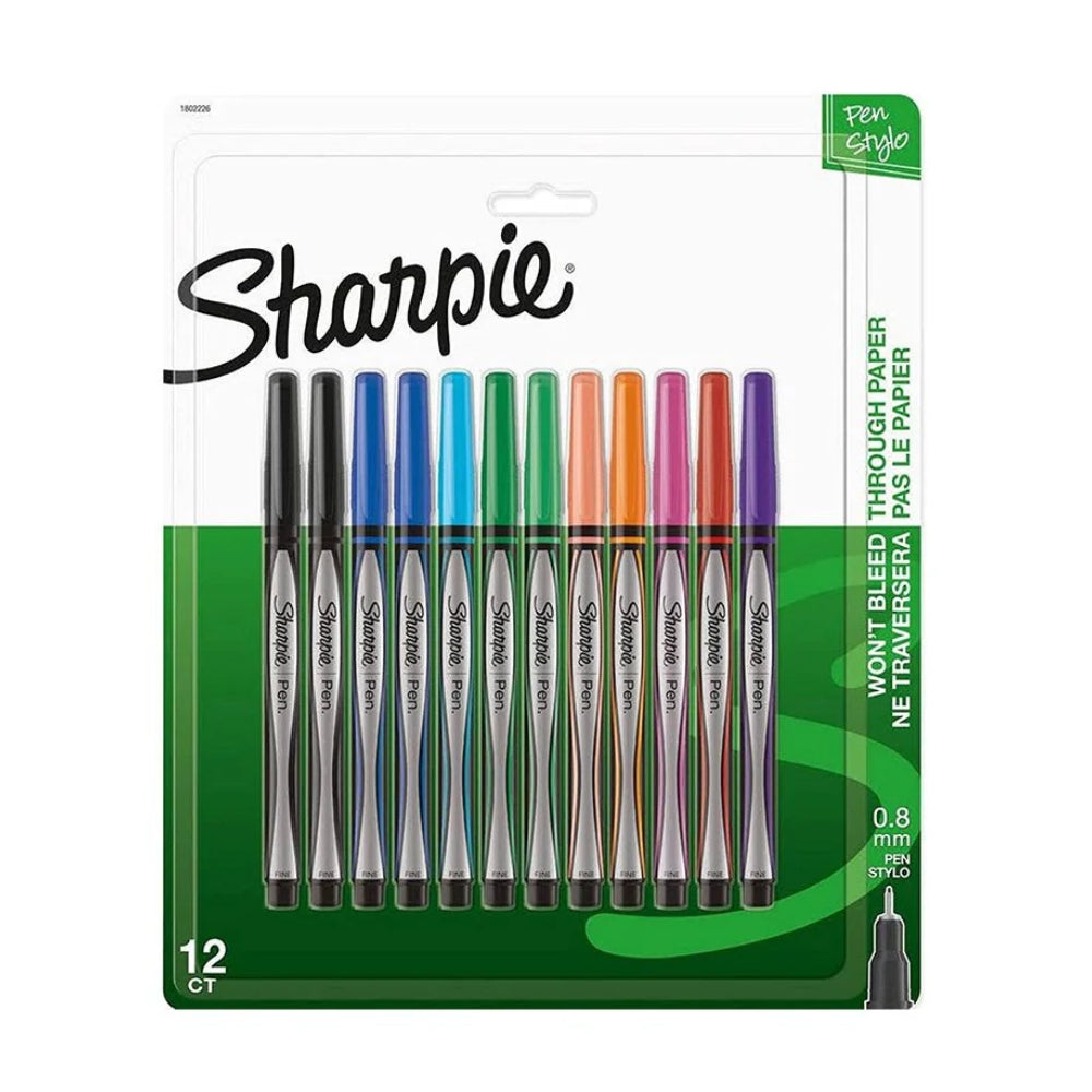 Set de 8 Micropen Sharpie punta Fina 0.8mm no Traspasa el Papel varios colores 1802226