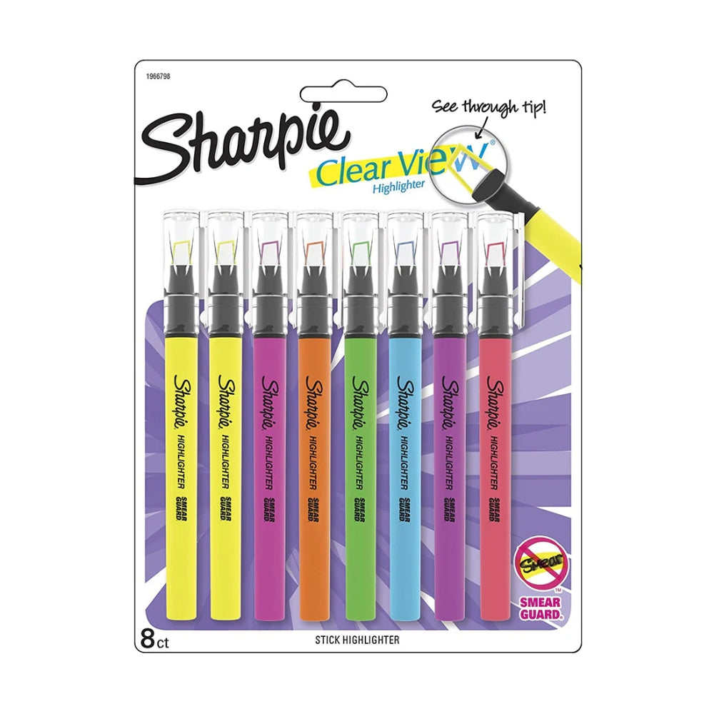 Set de 8 Resaltadores Sharpie Clear Stick punta Biselada varios colores 1966798